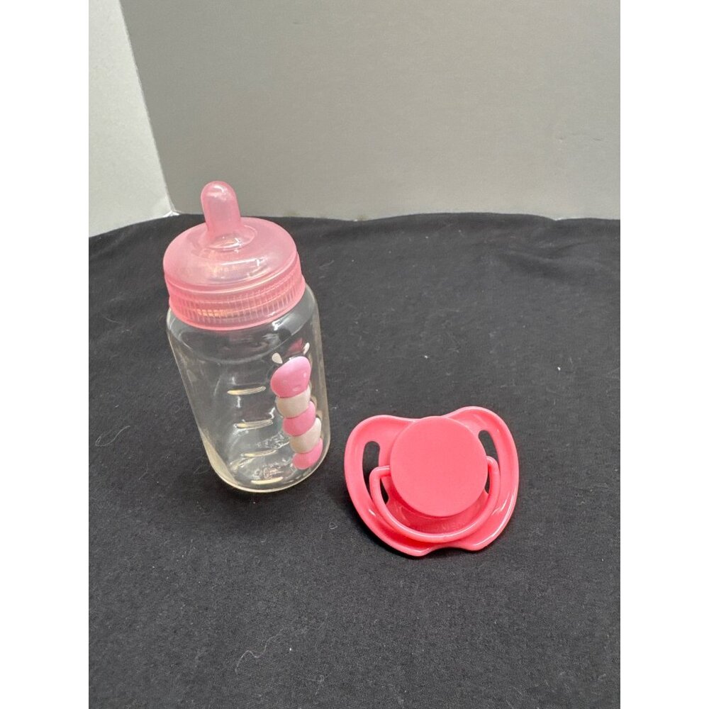 Berenguer Pink Baby Bottle with raised Caterpillar Design & Pacifier Set - 8oz